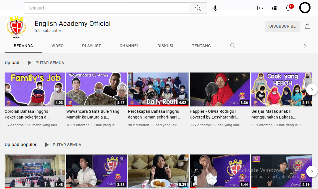 Program Youtube English Academy
